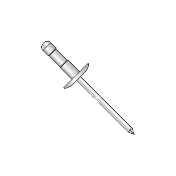 Newport Fasteners Large Flange Multi-Grip Rivets, Dome Head Head, 3/16" Dia., Aluminum Body, 2500 PK 833377 - main
